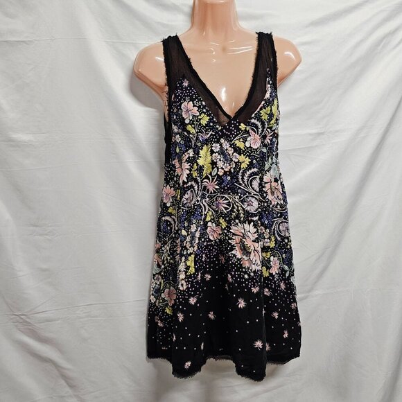 Free People Intimately Free Longwood Printed Slip Dress Size M Black - Picture 11 of 15